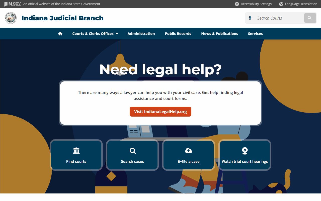 Indiana judicial branch site describing St. Joseph County court records access