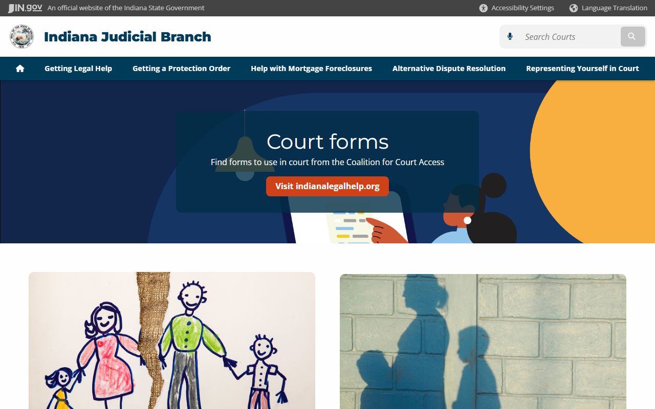 Indiana courts self-service center for St. Joseph County Clerk of Court filings