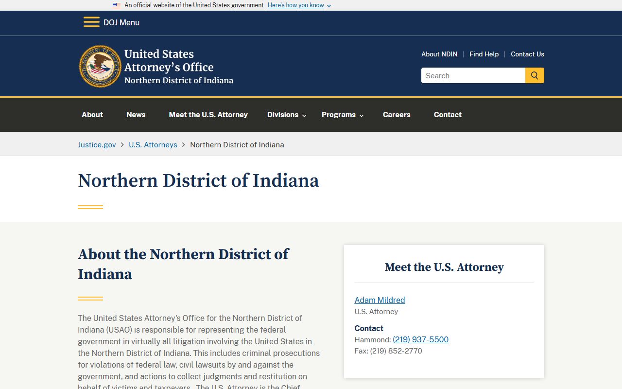 U.S. Attorney's Office for the Northern District of Indiana